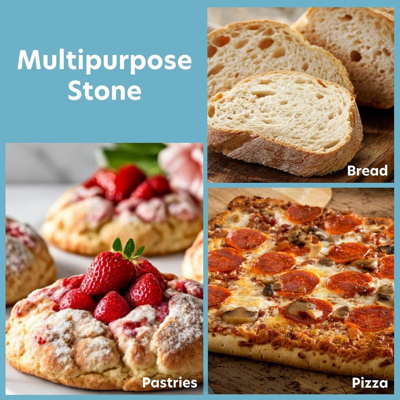CucinaPro Rectangular Pizza Stone - Professional Grade Baking Stone for Oven or Grill, XL Size 16" x 14" - Image 3